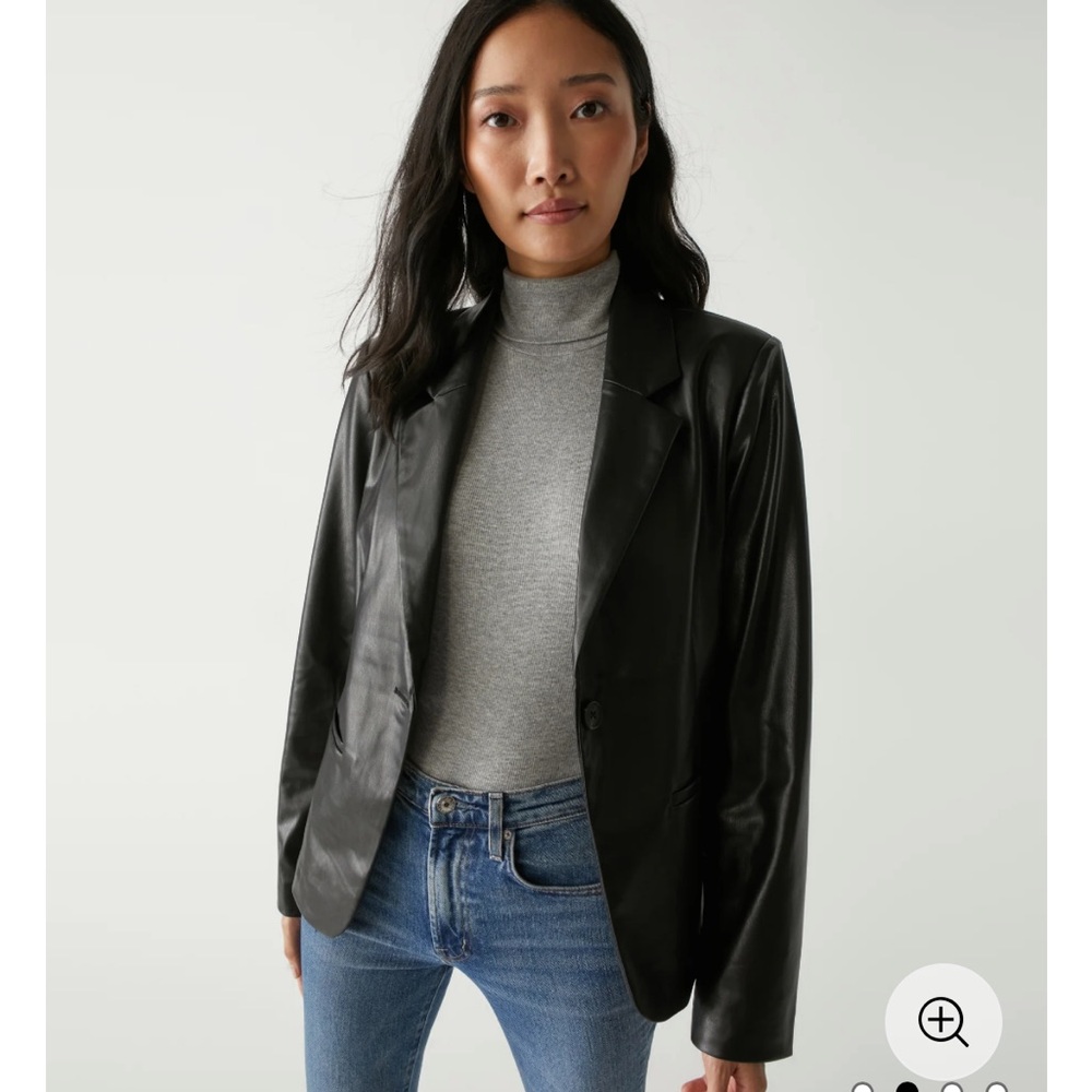 Michael Stars Black Leather Blazer Jacket